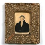 19th century English school - Half Length Portrait miniature of a Gentleman - watercolour heightened