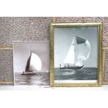 A pair of mid 20th century yacht racing photographs, one signed in pencil to the margin 'Ramsey