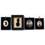 A group of Georgian portrait miniatures to include silhouettes.