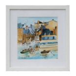 Rina Stoner (modern British) - Harbour Scene - watercolour, signed lower left, framed & glazed, 21