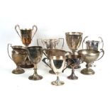 A quantity of silver plated trophy cups including a Third Infantry Division Motorcycle Trial awarded
