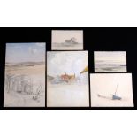 Early 20th century - various watercolour paintings and pencil sketches depicting landscapes and