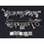 A silver charm bracelet; together with two other similar bracelets (3).