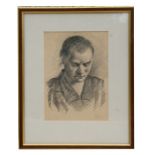 Russian school - a pencil sketch of a young girl, signed with inscription to verso, framed & glazed,