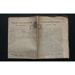A copy of 'The English Chronicle & Whitehall Evening Post', dated January 27th 1842, mentioning