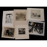 A quantity of etchings depicting various subjects to include portraits and architecture, all