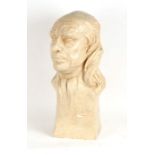 A large plaster bust depicting Oliver Cromwell, 57cms (22.5ins) high.