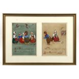 19th century Dutch school - a pair of watercolour paintings depicting Georgie Porgie Nursery