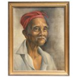 Indonesian school - An Old Village Chief - oil on canvas, indistinctly signed, framed, 38 by