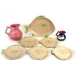 Six Shorter & Sons pottery fish plates, the largest 38cms (15ins) wide; together with a Shorter &
