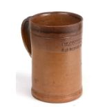 A George III brown salt glaze stoneware quart tankard, stamped 'Glo'ster 248 Oxford Street' (the