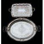 A large WMF silver plated oval two handled tray. 72cm (28.5 ins) wide together with a small