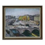 A Marquet - Pont St Michel - print, framed & glazed, T & R R Annan Sons Ltd label to verso, 54 by