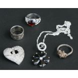 A silver heart shaped pendant; together with other silver jewellery.Condition Report34g