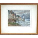 G A Storey RA (1834-1919) - Honfleau - watercolour, framed & glazed, 23 by 17cm (9 by 6.75ins).