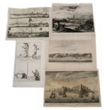 Five 18th century engravings to include A Prospect of the City of Cochin to the North, printed for A