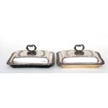 A pair of Irish antique silver plated entree dishes by West & Son, Dublin, 28cms (11ins) wide.