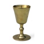 A late 17th / early 18th century probably Irish Catholic brass communion chalice, the bowl of