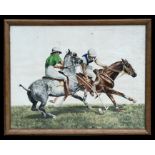 A coloured print - Polo Players - framed & glazed.