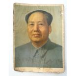A colour photograph of Chairman Mao, approx 54 by 73cms (21 by 28ins).