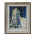 After John Piper (British 1903-1992) - Church and Graveyard Scene - watercolour, framed & glazed, 28