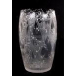 Shirley A Palmer, an engraved glass vase with abstract stylised decoration, signed to the base,