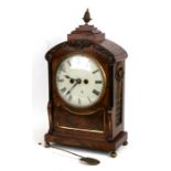 An early 19th century bracket clock, the 20cm (8ins) painted dial with Roman numerals, fitted with