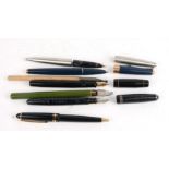 A group of pens and dips pen to include parker fountain pen and the 'Nova' pen