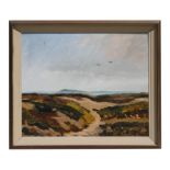 Robert Thompson - Moorland Scene - oil on board, signed and inscribed to verso, framed, 54 by