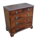 A 19th century mahogany chest of two short and three long drawers, on bracket feet, 91.5cms (