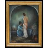 McCulloch (modern British) - A Lady Being Dried After Her Bath - signed lower left, oil on canvas,