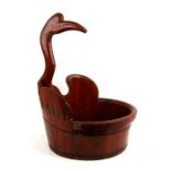 A Chinese wooden bucket in the form of a duck, 40cms (15.75ins) diameter.