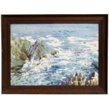 Lily Florence Waring (b1877) Impressionist scene - Rocky Coastline - signed lower right,