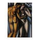 After Tamara de Lempicka (Polish 1898-1980) - Life Study of a Couple - acrylic on board, unframed,