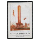 Three 1960's original gallery posters, Oldenburg, Chicago Show, April 30th - May 31st 1969, framed &