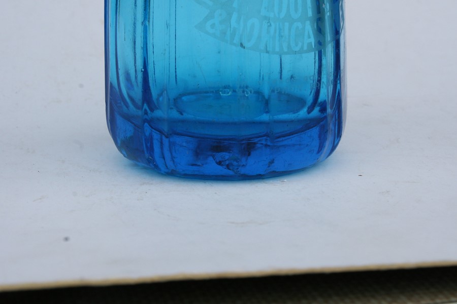 A Bellamy Bros Ltd blue glass soda syphon; together with three clear glass soda syphons (4). - Image 3 of 4