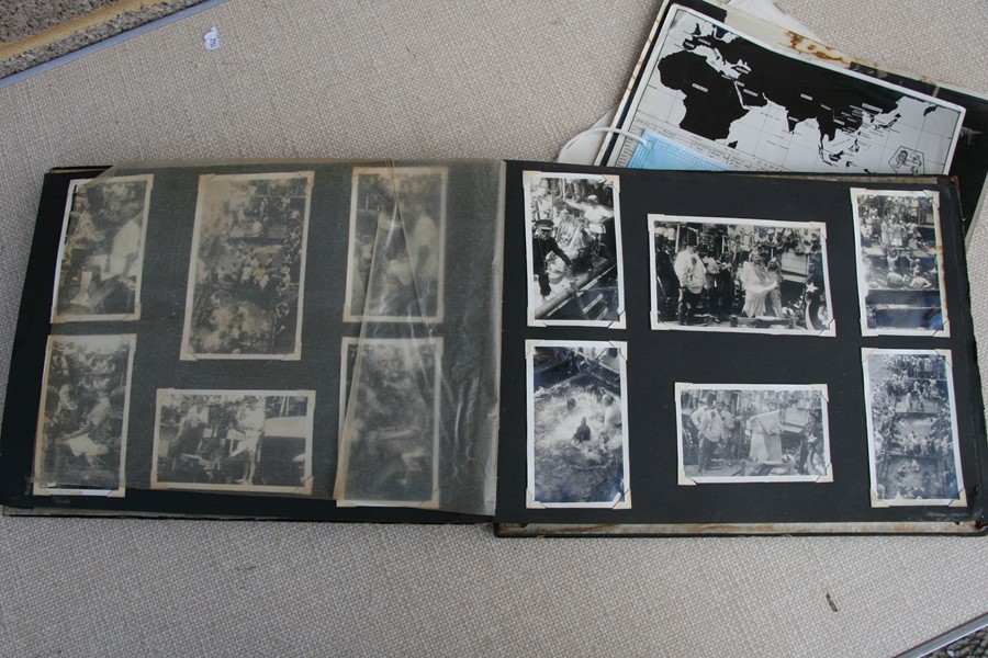 A 1930's black lacquer photograph album containing Japanese and Chinese black and white - Image 26 of 27