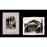 Hedley-Fitton (British 1859-1929) two engravings depicting classical buildings, both signed in