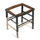 A George III simulated bamboo dressing stool with original blue decoration, 42 by 37.5cms (16.5 by