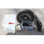 A quantity of TVR and Lotus Elan spares to include an 'M' series TVR alloy wheel, radiator,