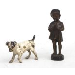 An early 20th century Austrian cold painted bronze in the form of a Jack Russell, 5cms (2ins)