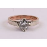 A 9ct gold Bravington's solitaire ring, approx UK size 'L'.Condition ReportNot a diamond.