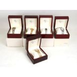 A group of five boxed Morris Gerard ladies & gent's wristwatches.