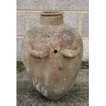 A terracotta two-handled olive jar of ovoid form, approx 50cms (20ins) high.