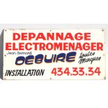 A French enamel advertising sign, Depannage Electromenager (household appliances repair/