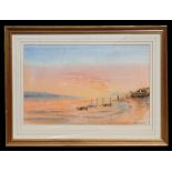 Sandy Gore - An Estuary Scene with Boats in the Foreground - watercolour, signed & dated '88, framed