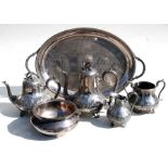 A silver plated tea set.