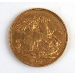 A 1902 full gold sovereign.