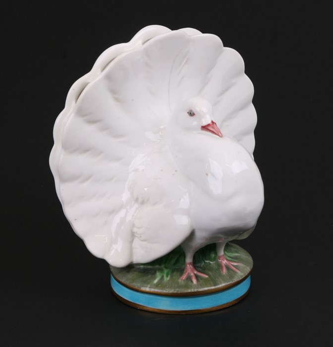 A Victorian Minton pottery fantail dove posy vase, 16cms (6.25ins) highCondition ReportVery good