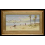 A J Iles - The Nile Near Cairo - watercolour, signed lower left, framed & glazed, 51 by 24cms (20 by